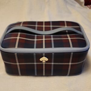 Kate Spade Plaid Cosmetic Bag in Red and Blue